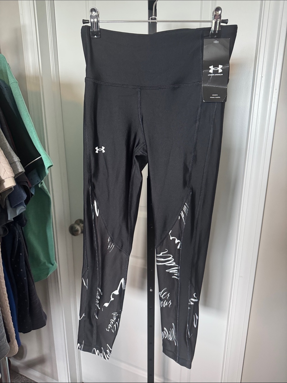 Under Armour Black Leggings with White Scribble Accents